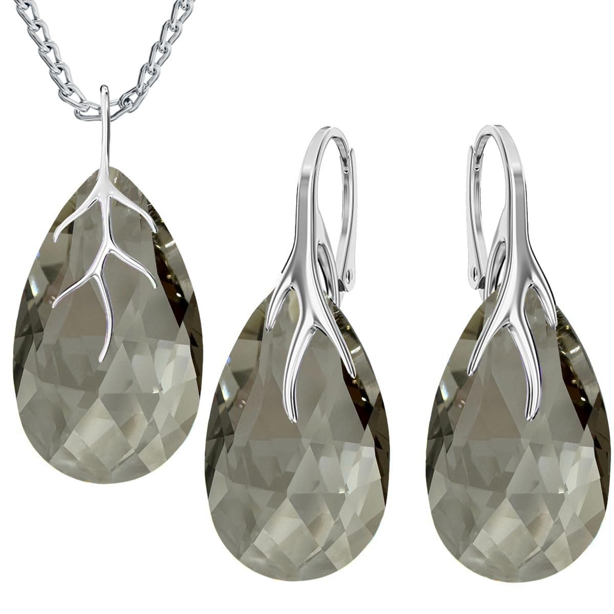 Juego de pendientes con collar de plata 925 y circones para mujer 7