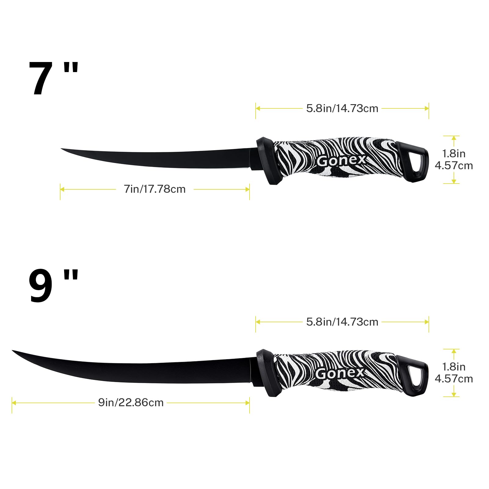 Gonex Cuchillo Deshuesador Filetear Acero Inoxidable 17 cm con Funda Ventilada Afilador