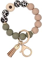 BAOSIWA Silicone Beaded Keychain Wristlet - Cute Key Ring Bracelet Holder for Women, Secure Car Keys on Wrist