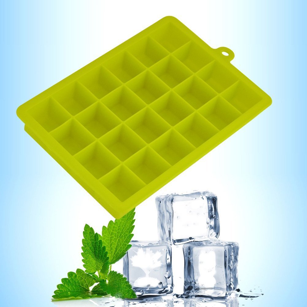 Stampo Cubetti Ghiaccio in Silicone 24 Cubetti Vaschette Ghiaccio Cibo Congelatore Contenitore Ghiaccio Box Ghiaccio (Verde