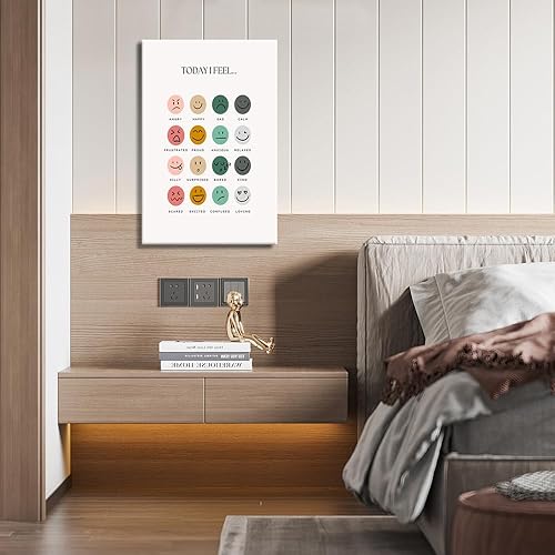Miniatura 9 de Cuadro de sentimientos infantiles en lienzo para pared, póster de emociones, pósteres de salud mental, decoración de esquina para aula de maestros