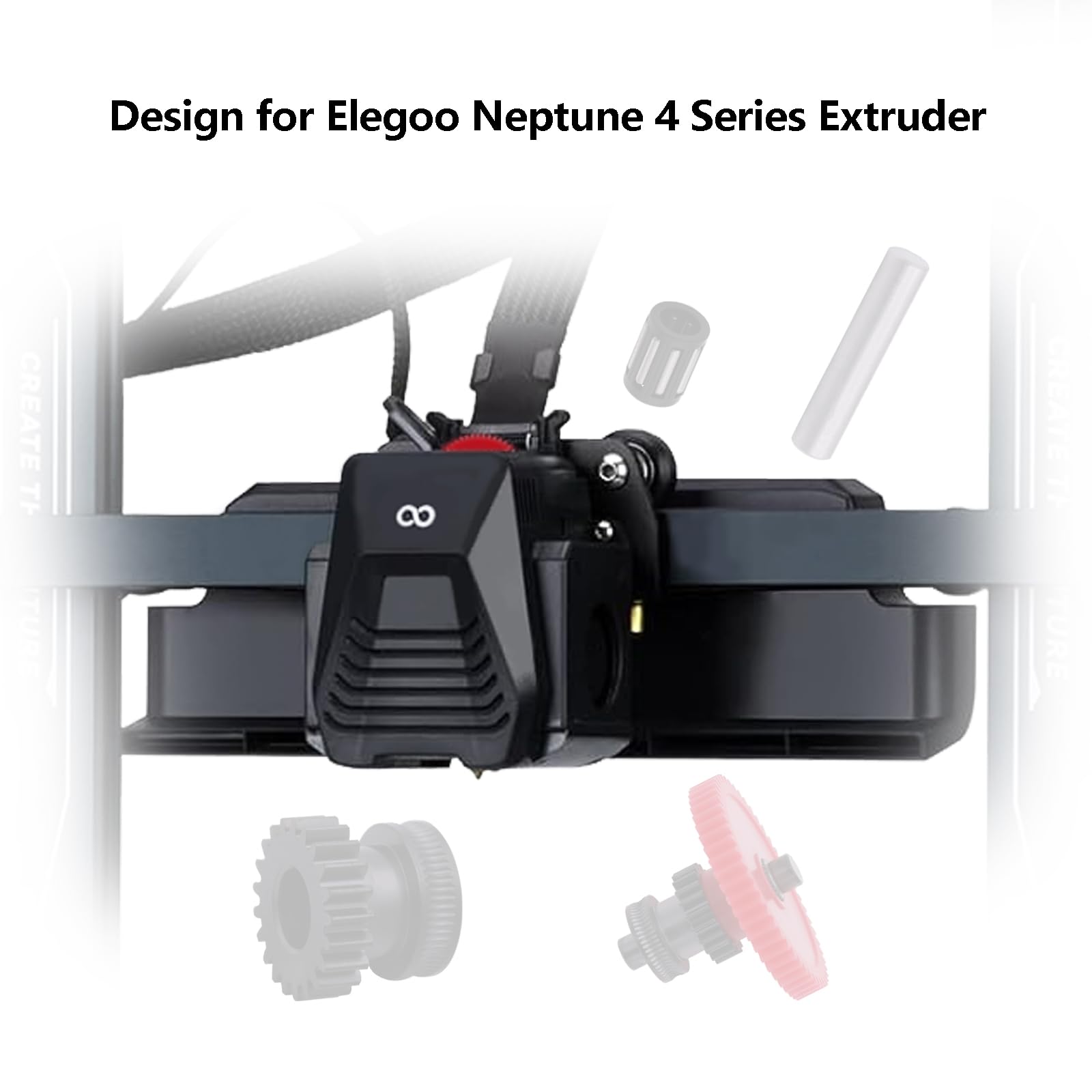 Hardened Steel Extruder Gear Kit for Neptune 4 Series, drukarka 3D DLC Nano Coating Hardened Steel Extruder Dual Gear and POM Gear Kit do Elegoo Neptune 4/Pro/Plus/Max