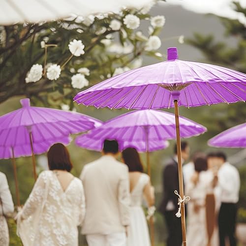 Miniatura 10 de Koyal Wholesale Sombrilla de papel de 32 pulgadas, paquete de 4 paraguas para bodas, damas de honor, regalos de fiesta, parasol de verano (4, rosa)