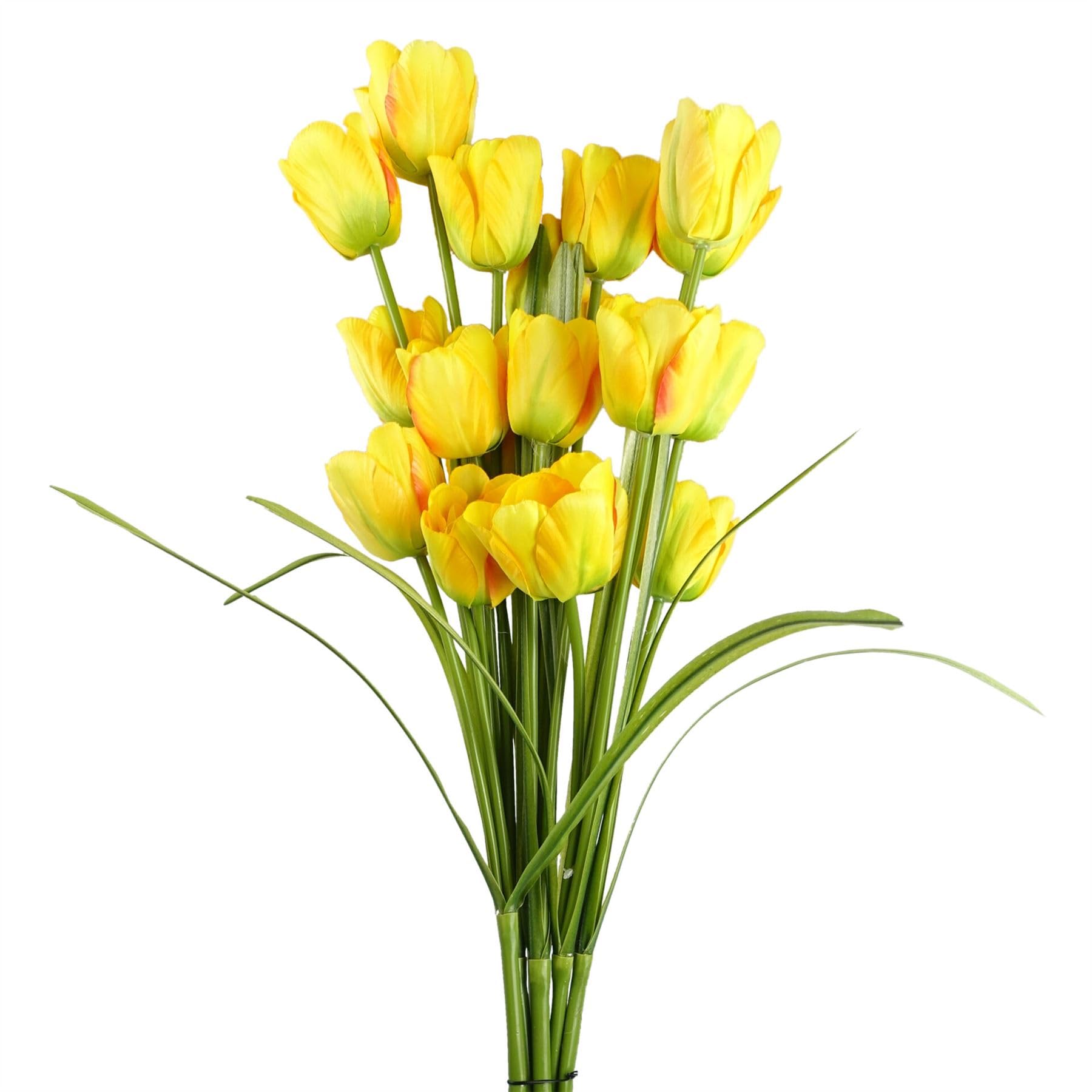 Leaf Yellow Artificial Tulip Flowers - 80cm Silk/Plastic Stems - 6 Pack