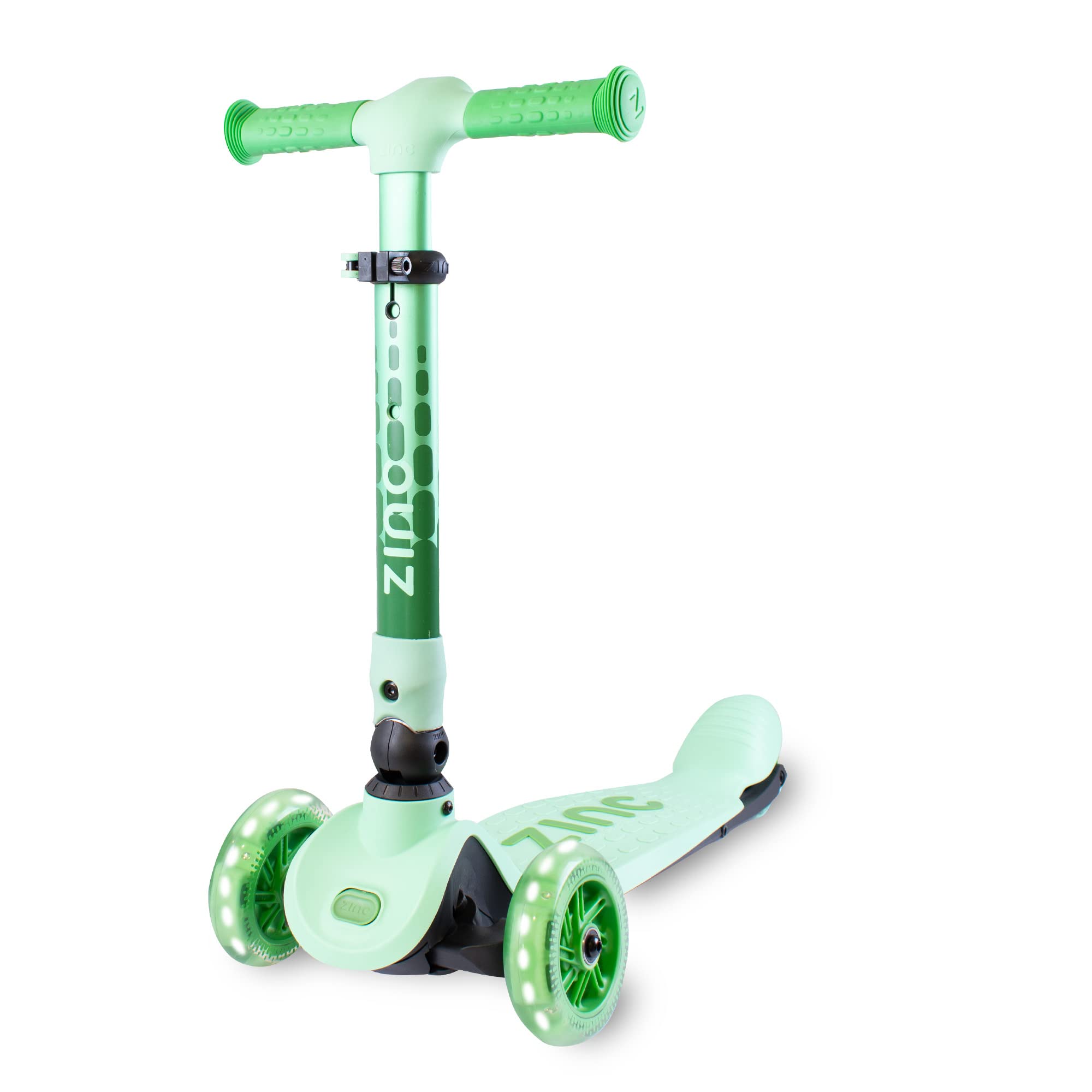 Zinc Flyte Three Wheeled Folding Scooter - Foldable Kick Scooter with Light Up Wheels and Adjustable Height for Girls and Boys Ages 3+