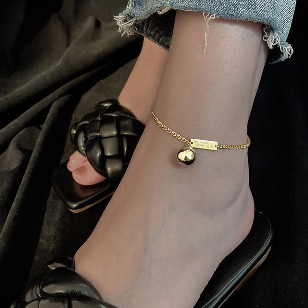 Cavigliera di Marca Quadrata con Perline Rotonde personalità della Estiva Femminile Semplice Senso Accessori per Piedi di nicchia