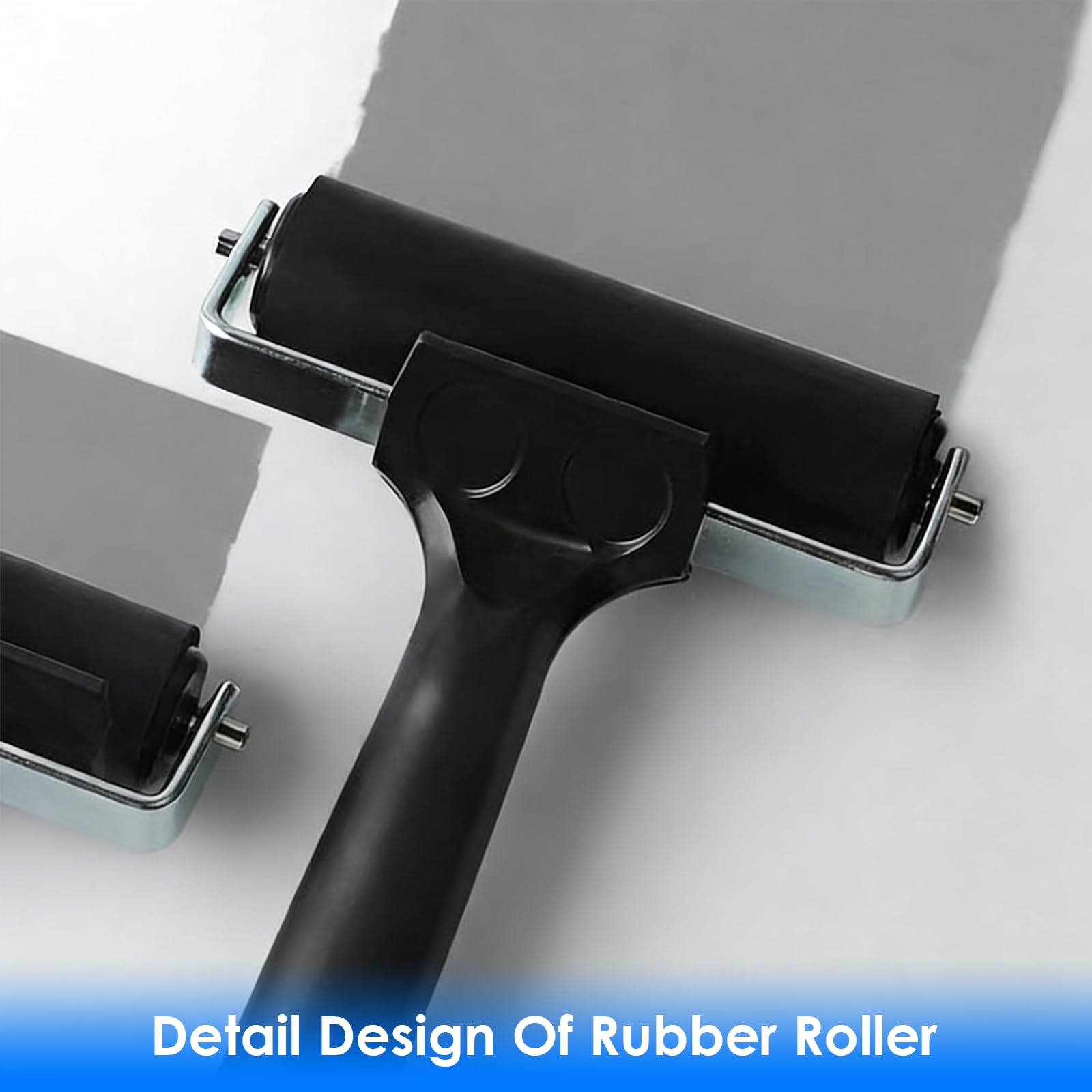 3 Rullo in Gomma per Pittura e Stampa, Rullo per Giunzioni e Arts & Crafts, Set di Rullo Pittura con Manico (6, 10, 15 cm) per Stencil e Decorazione