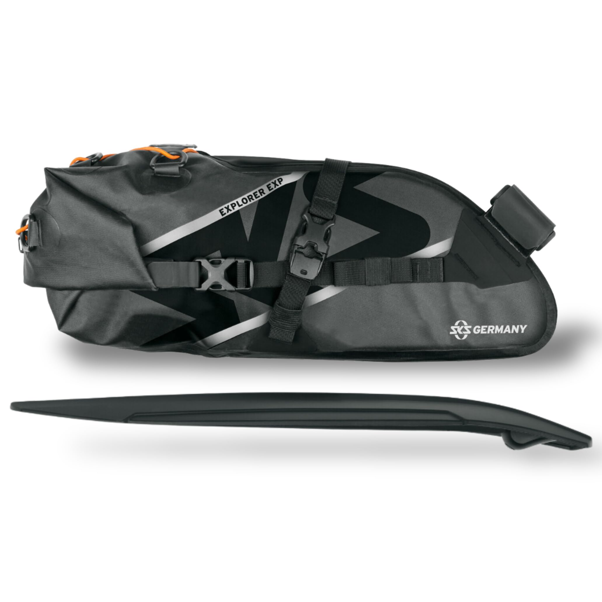 SKS GERMANY Explorer EXP. SADDLEBAG Sacoche de Selle étanche, Accessoires de vélo (Sacoche de vélo avec Garde-Boue pour Une Fixation sans Outils, Sangles réglables, Filet de Rangement Inclus)