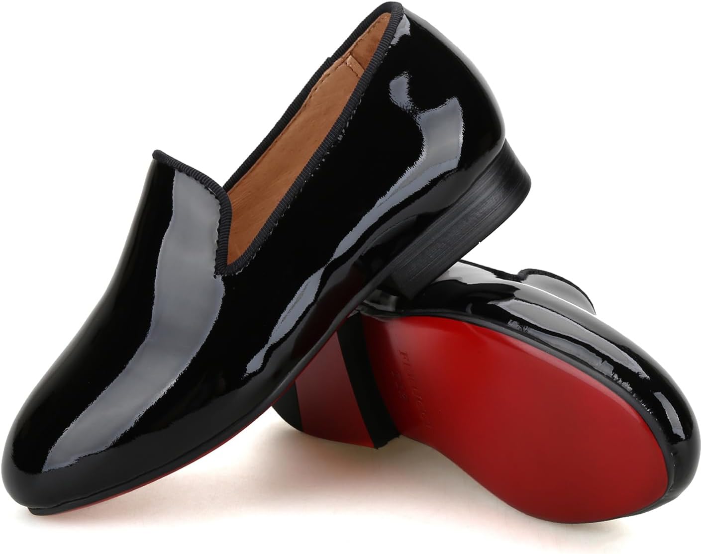 FERUCCI Kids Boys Black Patent Leather Loafer Wedding Gala Ring Bearer Shoe