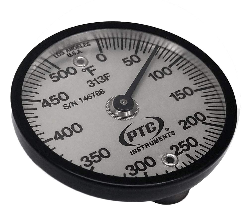 PTC 313F Magnetic Surface Thermometer, 0° to 500°F Range, Analog Dial Display, Dual Magnet Mounting, 2 Inch Diameter, Aluminum