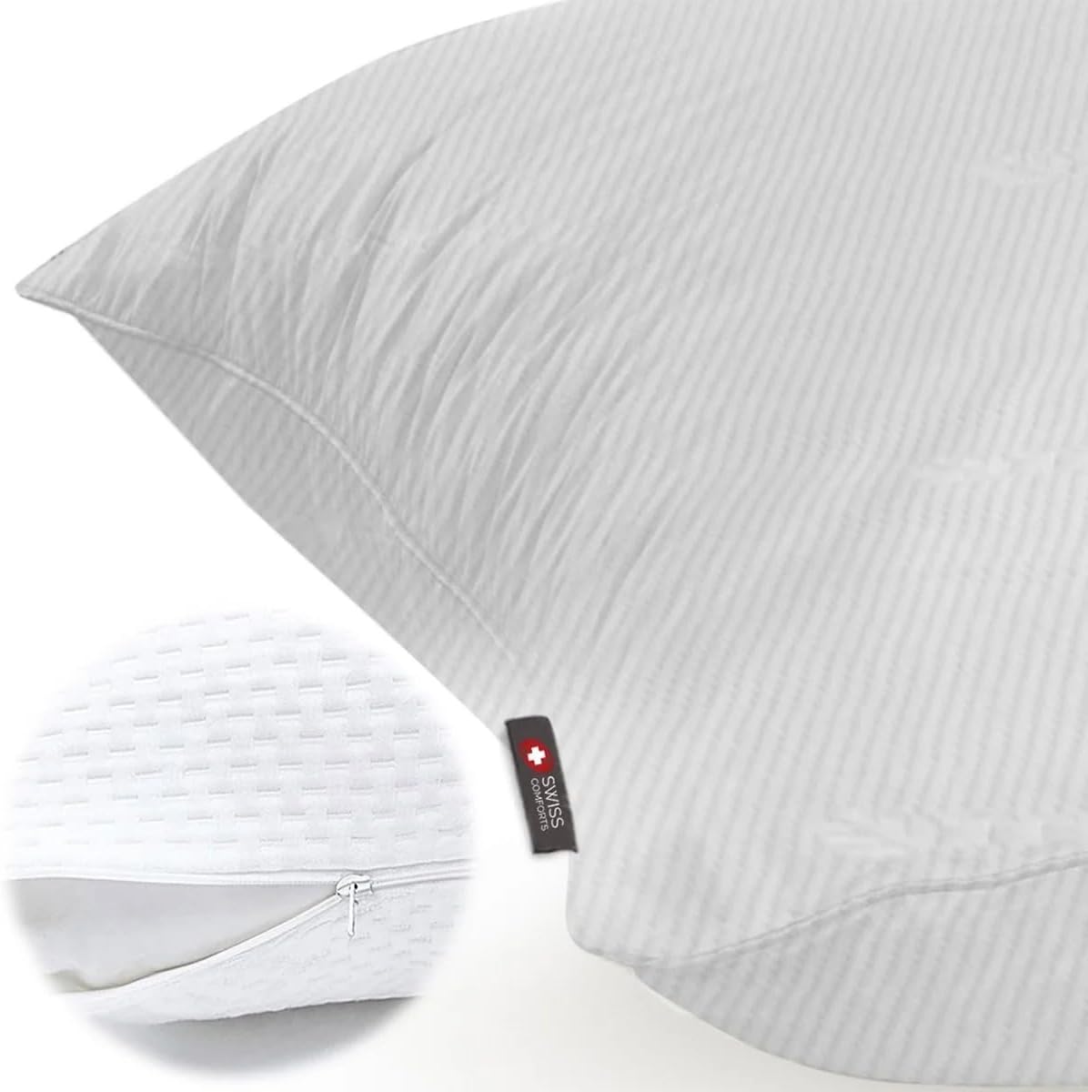 Swiss Comforts Embossed Tencel Pillow Protectors, White, Standard, 2 Pack