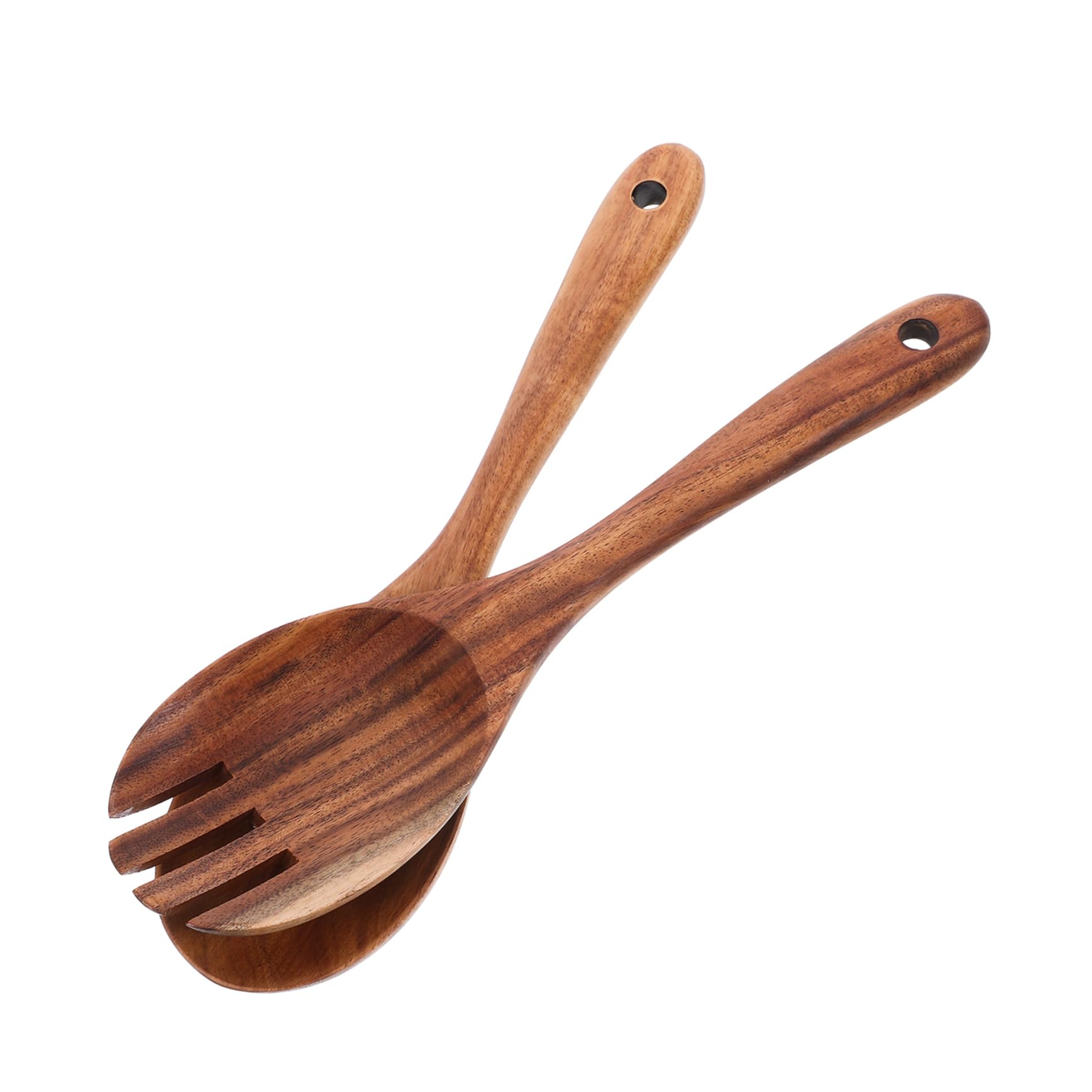 OFFSCH Wood Salad Mixing Spoon Fork Set Long Handle Salad Servers Versatile Utensils Perfect for Cooking