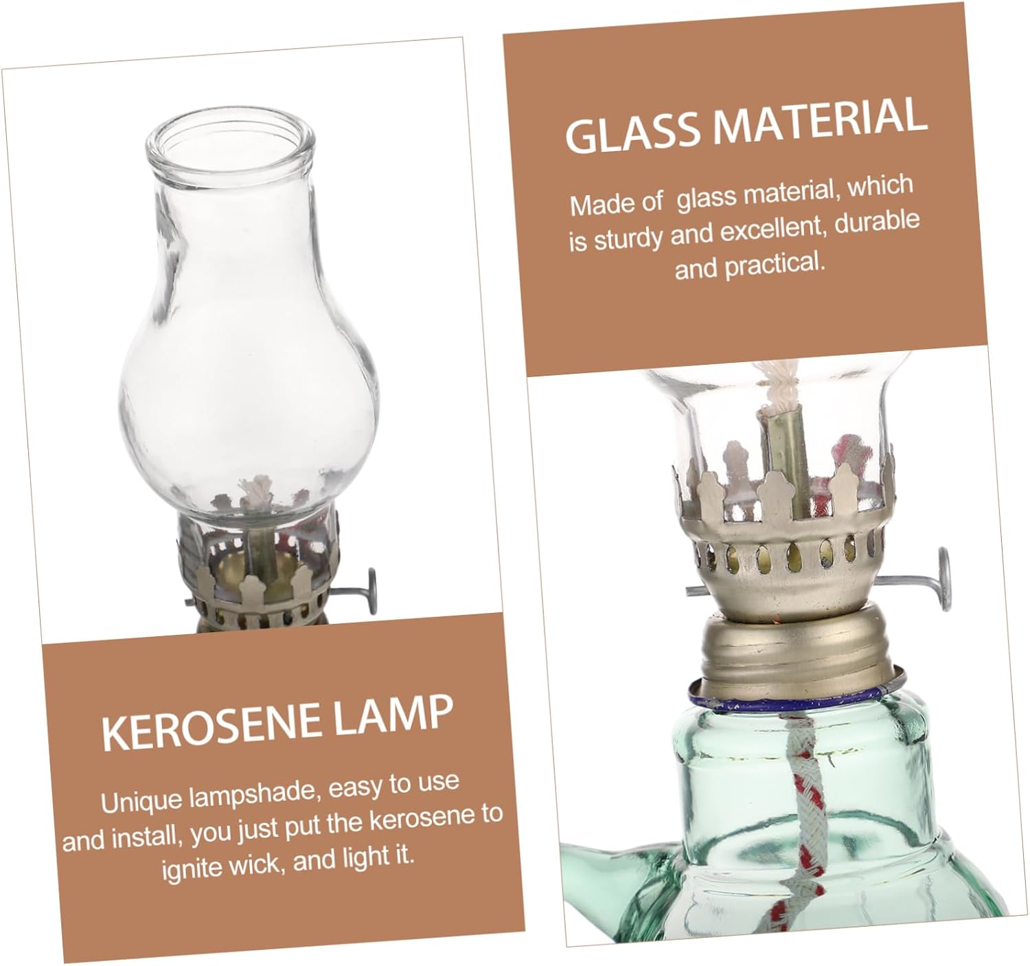 Vintage Glass Kerosene Lamp Oil Light for Indoor Use Emergency Lighting and Home Decor Elegant Design for Family Gatherings and Special Atmospheres