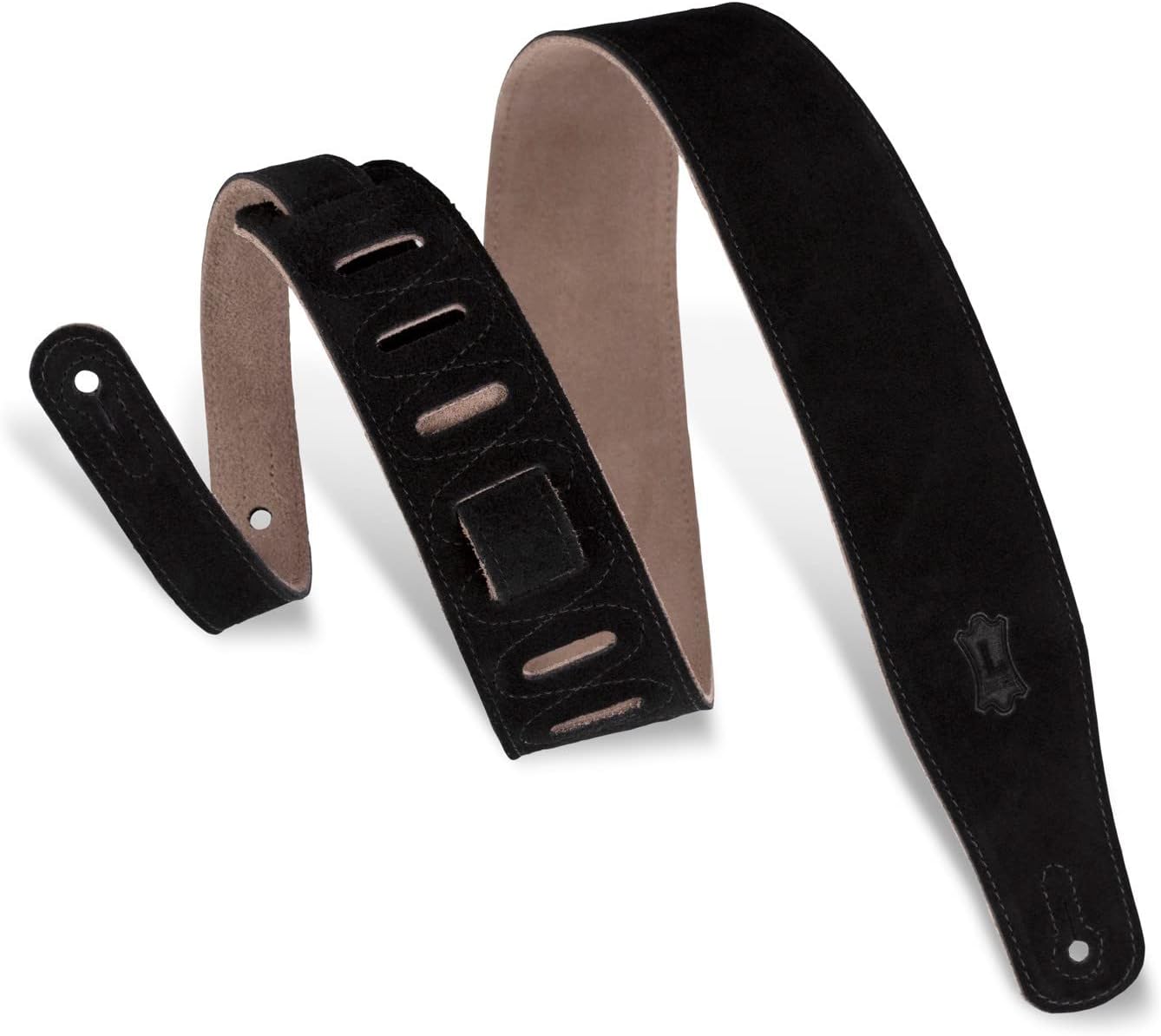 Levy's Leathers MS26-BLK 2.5" Hand-Brushed Suede Guitar Strap, Black