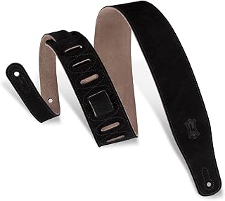 Levy's Leathers MS26-BLK 6,35 cm Alça de guitarra de camurça escovada à mão, preta