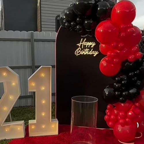 Miniatura 4 de Kit de arco de guirnalda de globos rojos y negros, 120 globos de fiesta negros y rojos de diferentes tamaños para graduación, cumpleaños,