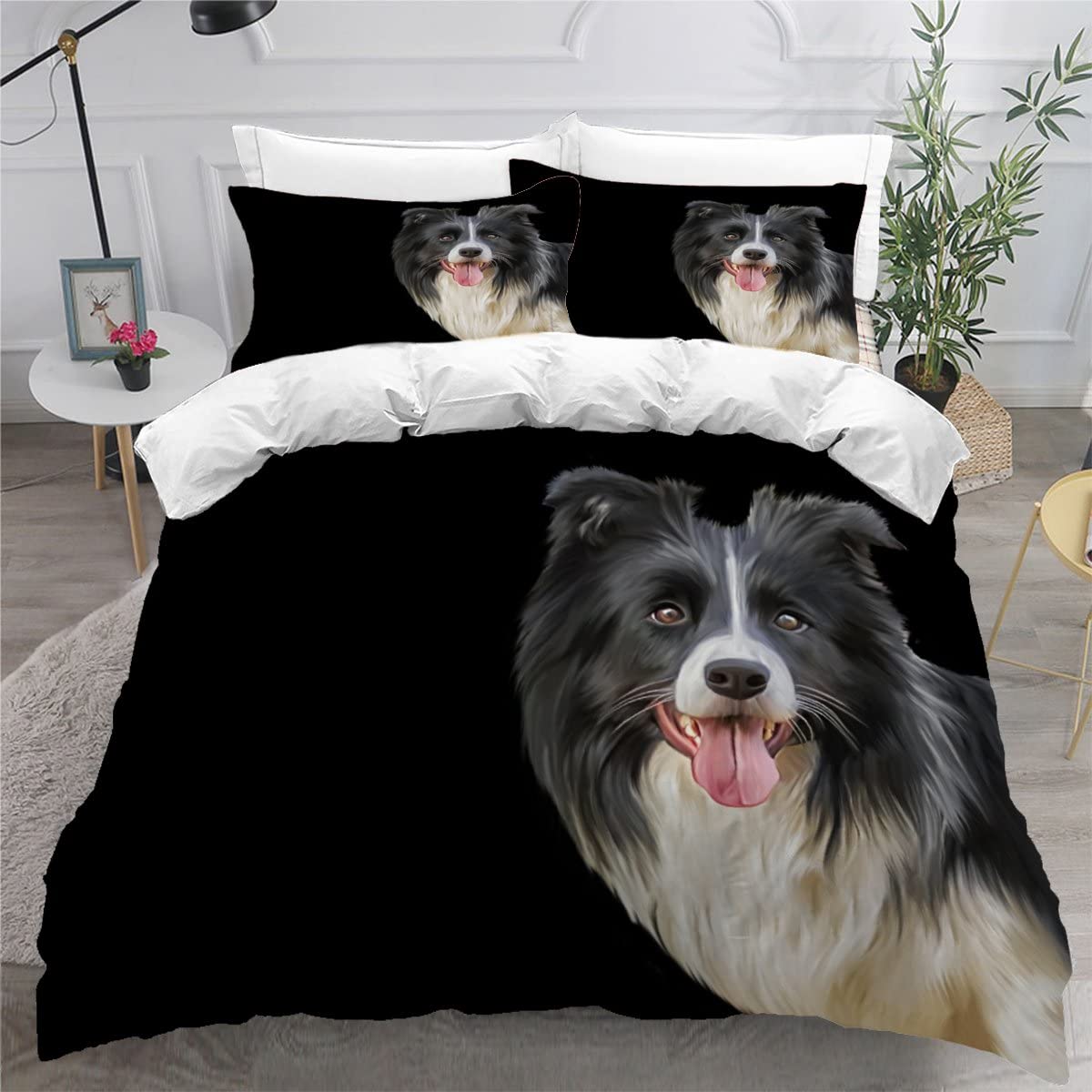Kids Single Duvet Cover Set Girls Boys Border collie animal dog Bedding Set 3D Printed Bedding Single Bed Super Breathable Hypoallergenic Teens Duvet Cover Set Dog — image 1