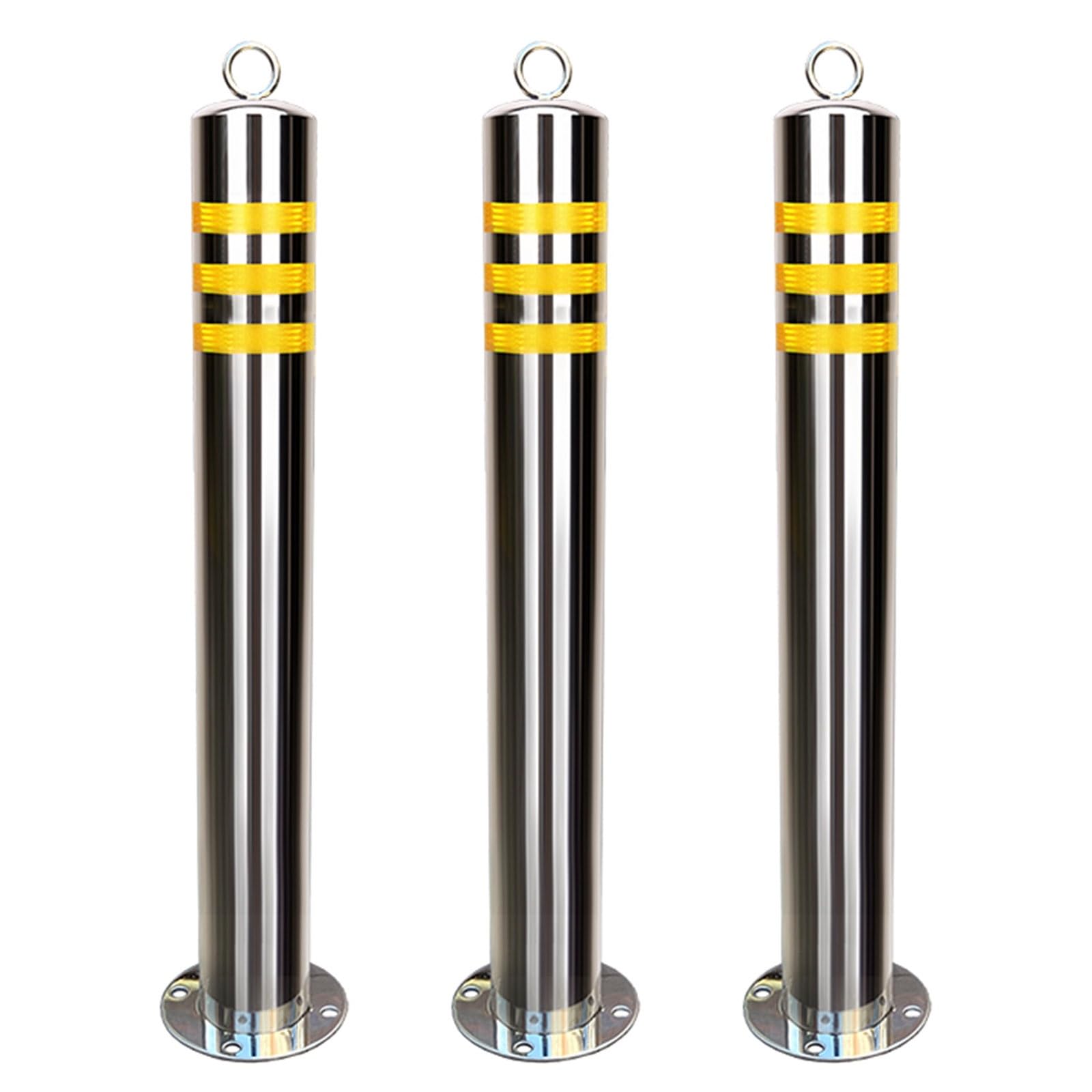 Aioneer Reflective Yellow Safety Bollards - Durable Steel Traffic Control Posts For Driveway & Construction Protection