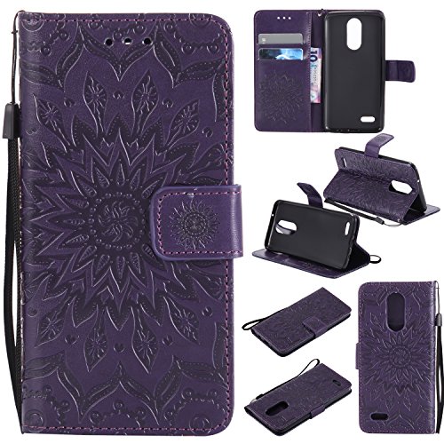 Urberry LG Aristo Case, LG LV3 Case, LG K8 2017 Case, Sunflower Wallet Case for LG Aristo/LG LV3 /LG K8 2017 (Purple)