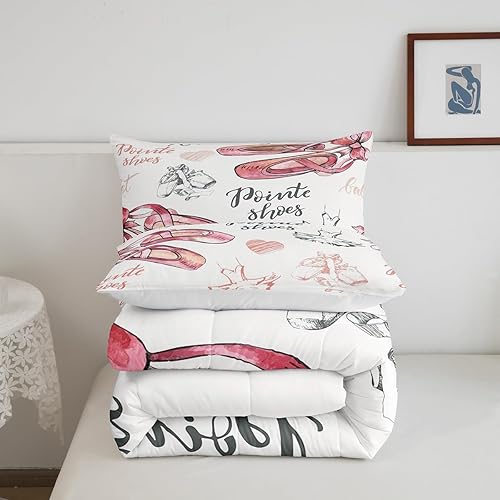 Miniatura 5 de Juego de edredón de ballet para niñas, tamaño individual, falda de princesa bailarina, colección de ropa de cama suave, edredón de bailarina