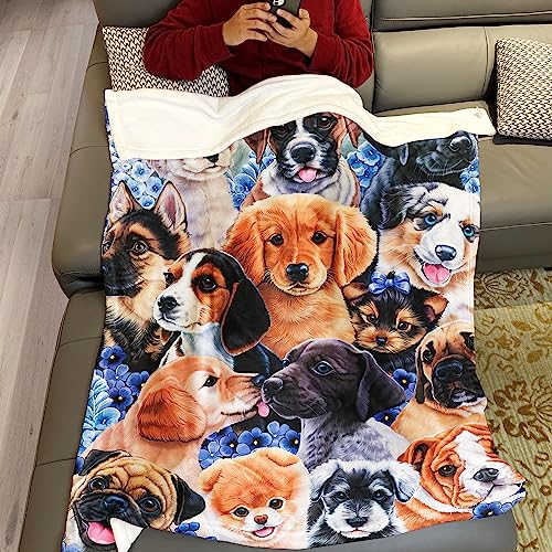 Zomer Kuscheldecke Flauschig Decke 150x200 cm Wohndecke Couchdecke Mikrofaser Sofaüberwurf Tagesdecke weiche warme Sofadecke mit Hunde Motiv