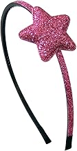 356-802 - Cerchietto per capelli bambina cm 0,5 con stella bombata glitter cm 4 - Cerchietti per capelli bimba (Rosa)