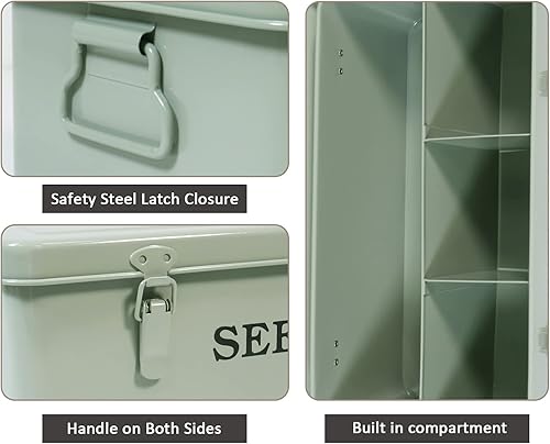 Miniatura 8 de Caja de almacenamiento de semillas, contenedor de semillas de metal, organizador de almacenamiento de semillas con tapa, caja de almacenamiento de