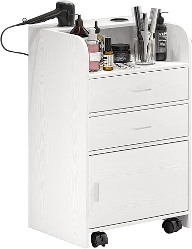 Miniatura 8 de Estación de salón de belleza, estación de belleza rodante para estilista, gabinete de almacenamiento de peluquería con ruedas, mesa de salón con 2