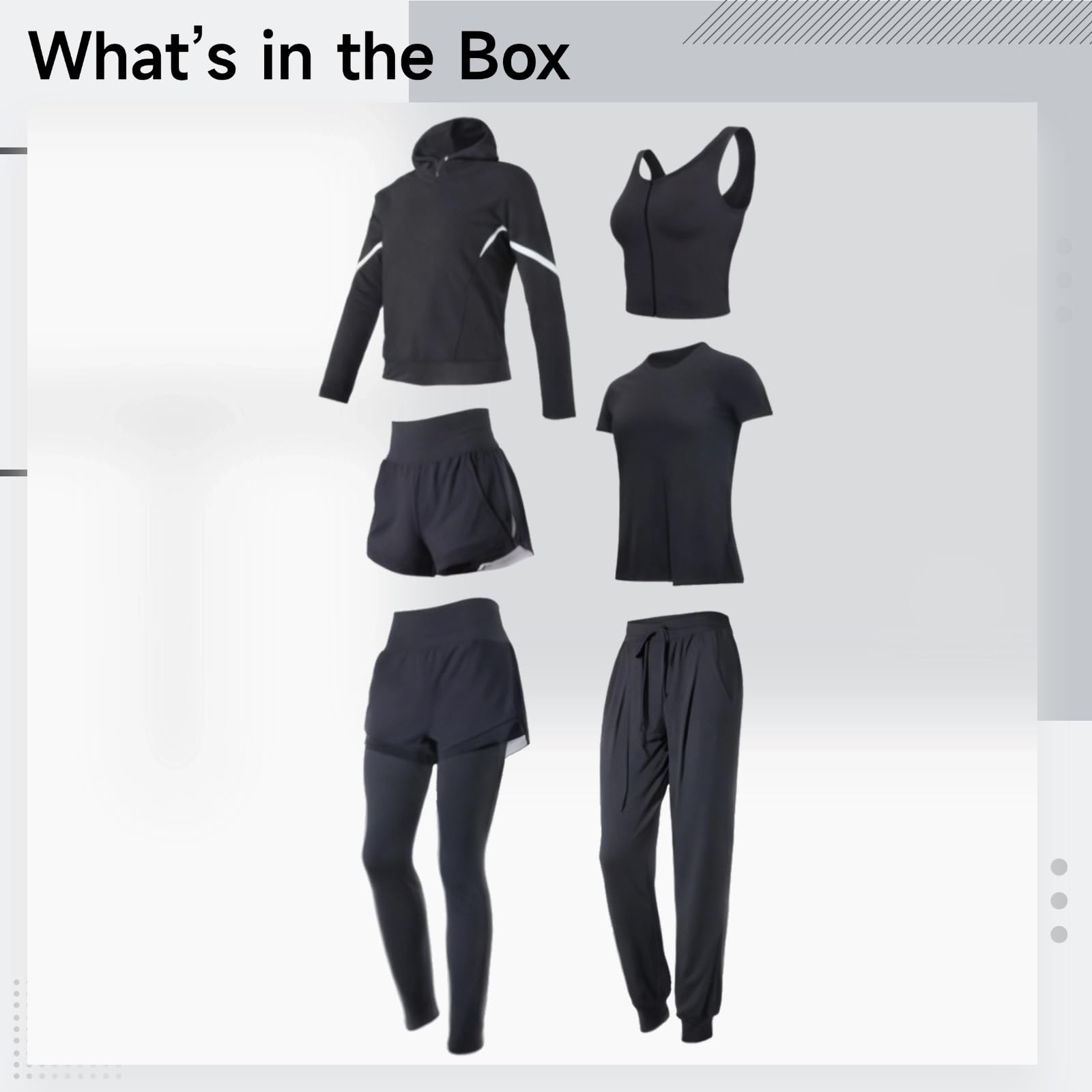Generisch Workout-Set für Damen, 6-teiliges Sportbekleidungsset in Lila, mit Hoodie, Tanktop, T-Shirt, Shorts, Hose und Leggings, Polyester-Spandex-Mix, atmungsaktiv, Größen S bis XXL