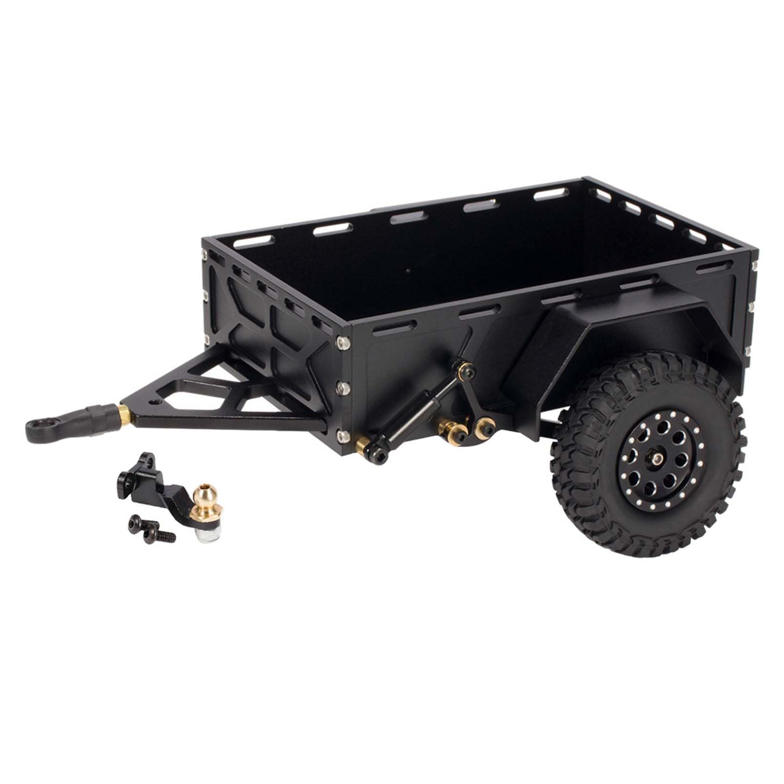 KEEDA 1/18 1/24 RC Crawler Car Aluminium Alloy Trailer for 1:18 TRX4M 1:24 Axial SCX24 RC Crawler Car Upgrade Accessories (Alloy Wheels, Black) โ image 1