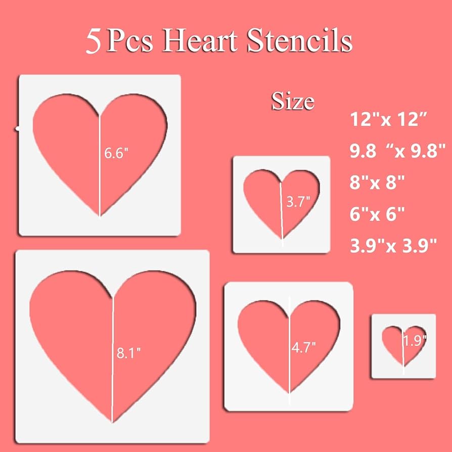 Amazon.com : 5pcs Reusable Painting Stencils,Plastic Art Craft Templates on Wood Wall Fabric Paper Home Décor DIY 4 amazon-com-5pcs-reusable-painting-stencils-plastic-art-craft-templates-on-wood-wall-fabric-paper-home-d-cor-diy-4-to-12-heart-arts-crafts-sewing