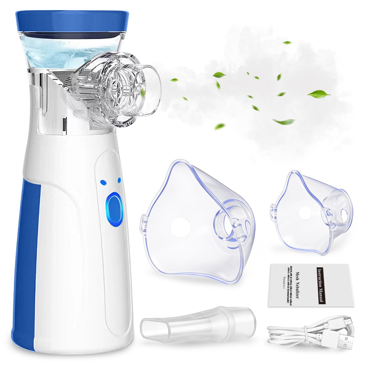 Inhalationsgerät für Erwachsene & Kinder, Tragbarer Wiederaufladbarer Inhalator mit 3 Sprühmodi, Effiziente Zerstäubung Inhalator Vernebler Inhaliergerät Nebulizer für Reise und Zuhause