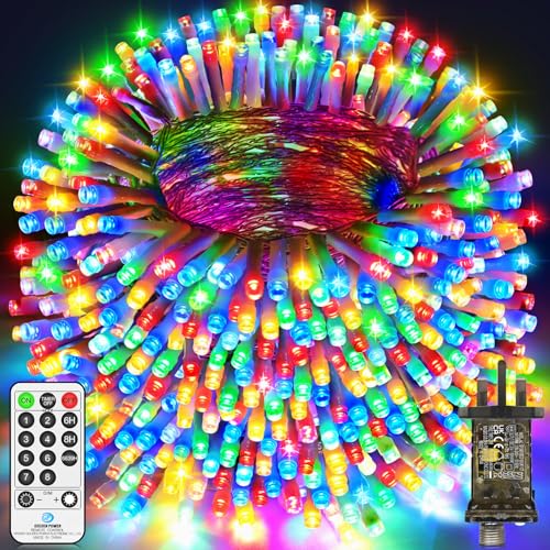 LYNNON 80M 1600 LED Fairy Lights Outdoor Christmas Lights Plug in Clear Wire String Lights with Remote Timer 8 Modes Waterproof for Outside Garden Tree Yard Patio Party Wedding Decorations-Multicolor