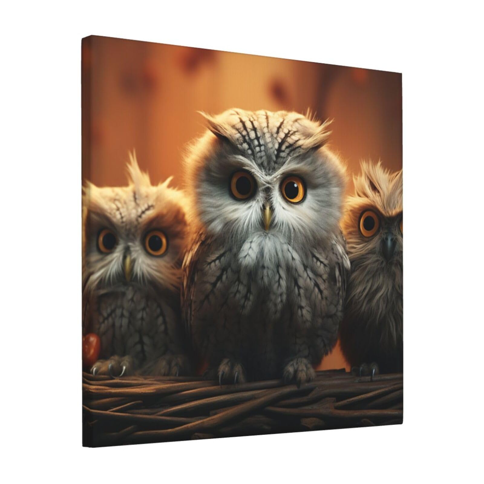 FodPand cute Owl Baby Canvas Wall Art for Living Room Wall Decor 12"x12" Modern Artwork Painting Pictures Hanging Canvas Prints Aesthetic Wall Art for Bedroom Bathroom Office Wallart Decor