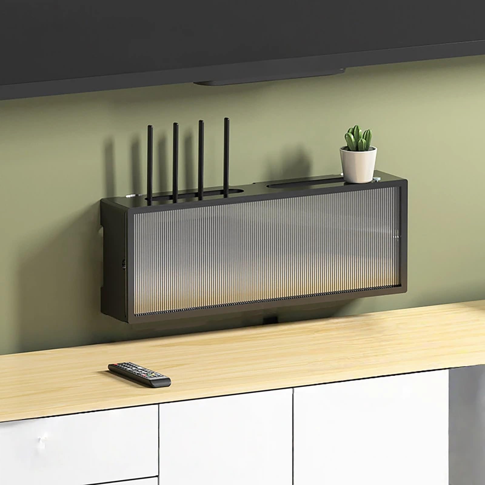 Organizador de madera para colgar router en la pared y solucionar el desorden de cables wifi