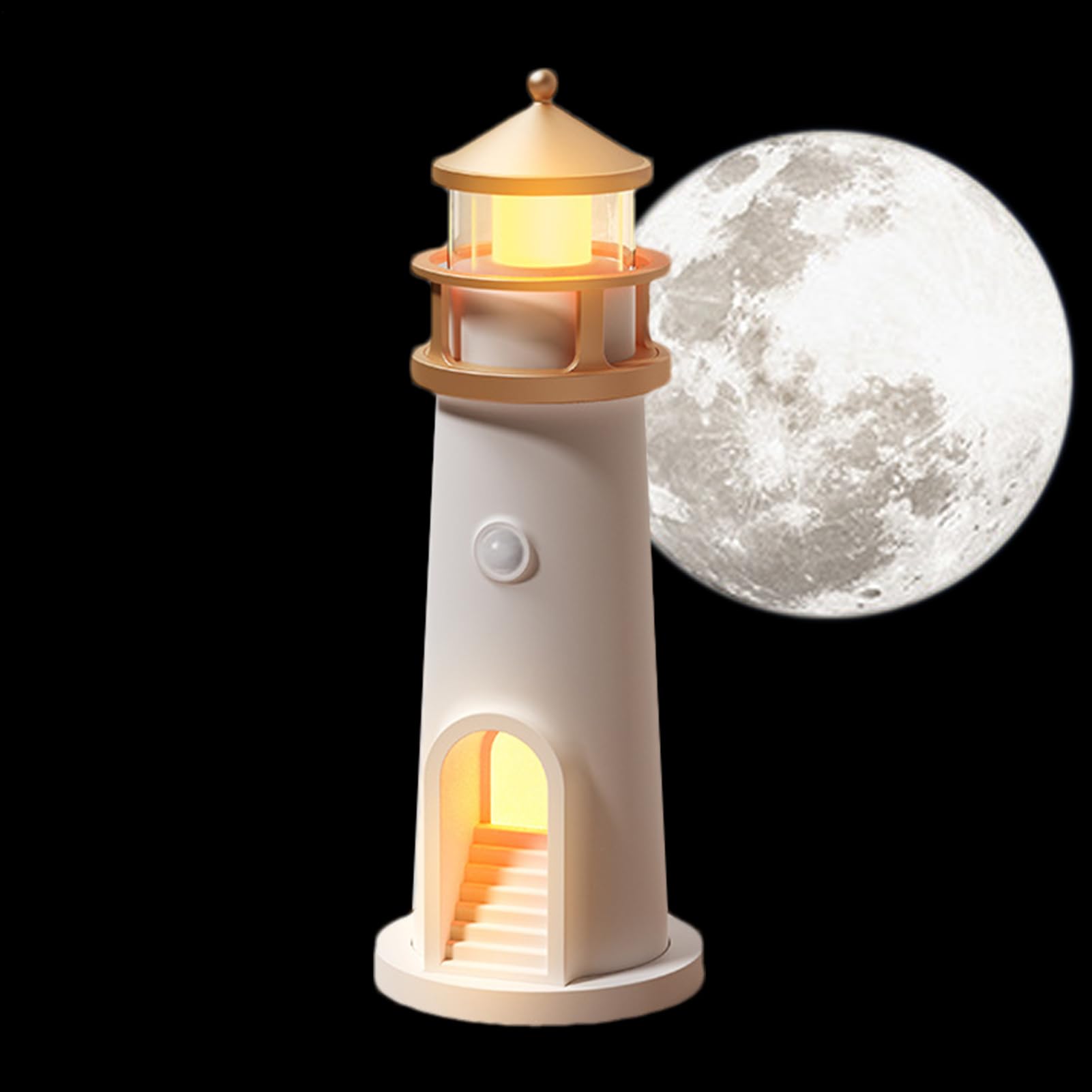 Luz nocturna costera | Luz nocturna de noche | Proyector de luna con | temática náutica para dormitorio, habitación de los niños, mesita de noche, guardería, recargable por USB