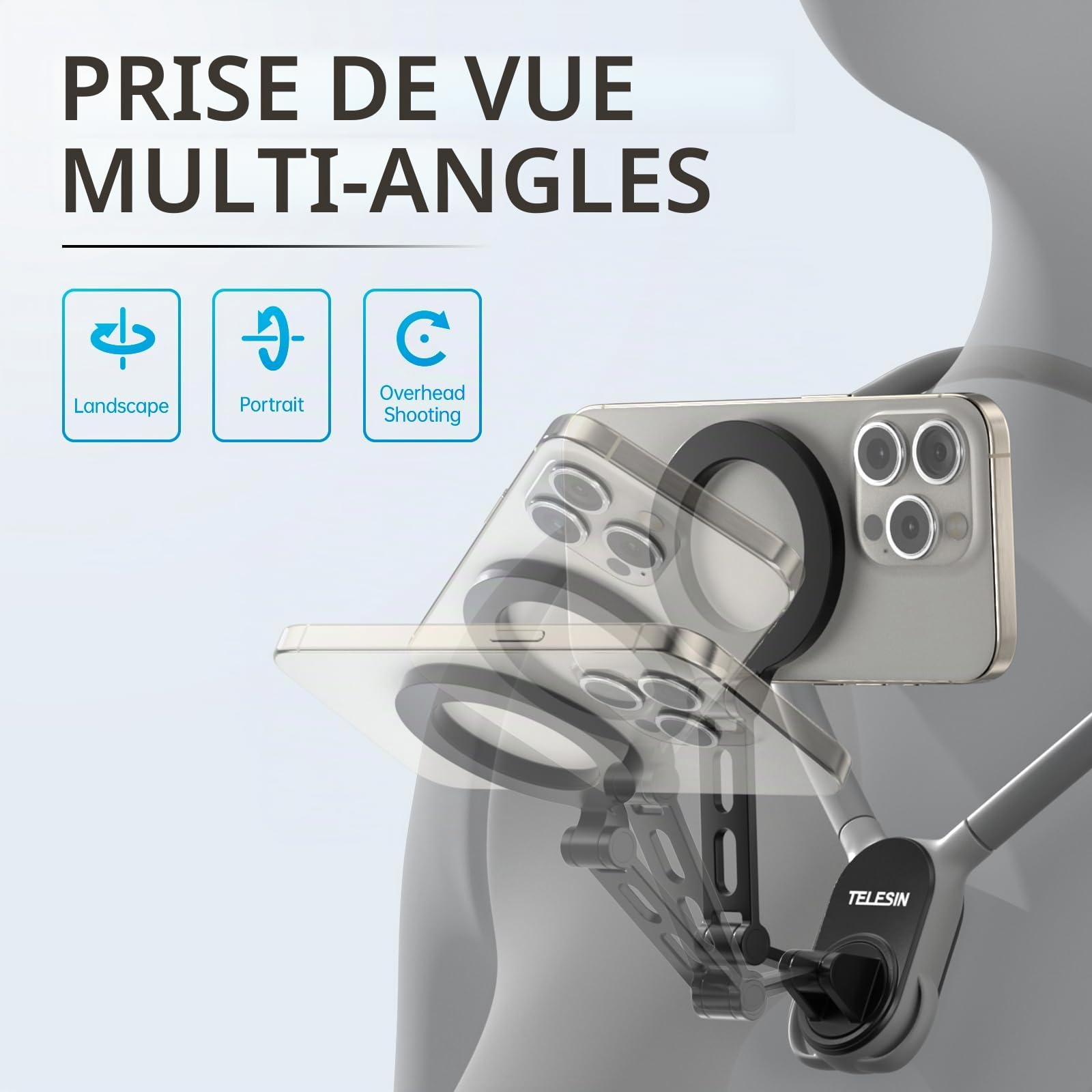 TELESIN Max Support Magnétique étendu pour TéLéPhone, Support de TéLéphone