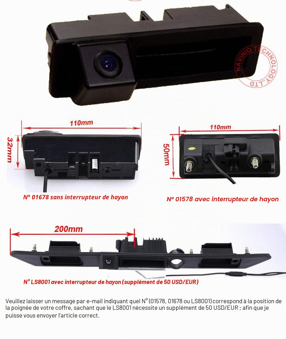 Poignée de coffre HD pour caméra de recul de rechange pour Audi A8 A8L D4 4H MK3 A6 A6L C7 4G A4 B8 8K A5 8T Q7 4L A1 S1 8X S3 A3 8P 8V Cabriolet A4 S4 B6 B7 8E 8H C6 4F S6 S8 D3. 4E RS4 Avant Quattro