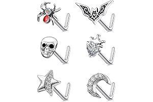 CZ Butterfly Flower Top L Bend Stud Nose Ring