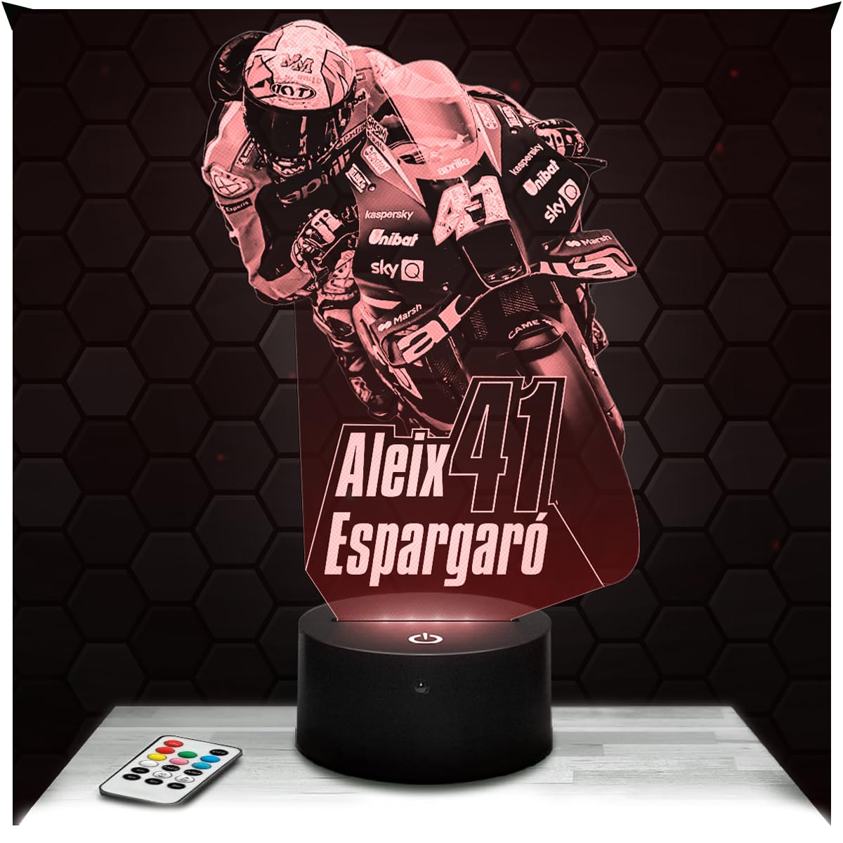 Lampephoto.fr - Moto GP - Aleix Espargaró 3D Lamp, Night Light 3D LED Illusion Lamp, Gift idea for Men Motorcycle, Gifts Merchandise for Boys and Girls, Children's or Adult Bedroom Night Light — image 1