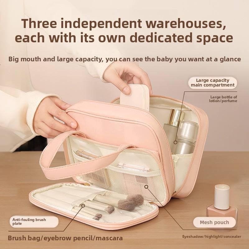 Image of WEMOL Large Opening Cosmetic Travel Bag for Women (Blush Pink Big)