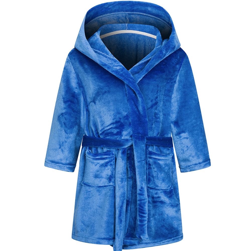 DNggAND Boys Girls Bathrobes,Toddler Boy Girl Robes,Children's Plush Soft Coral Fleece Hooded Pajamas Sleepwear for Kids