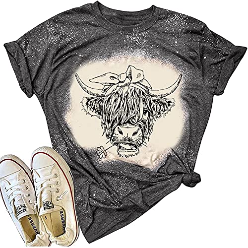 Cow Shirt Women Cute Cattle T-Shirt Vintage Western Short Sleeve Tops Farm Life Animal Graphic Tee