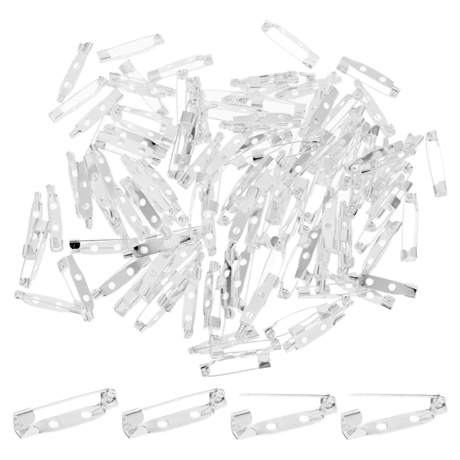 LUYSGBXR Brooch Pin 60/120pcs Bar Pins 1 Inch Brooch Pin Backs Clasp For Badges Name Tags Corsage Metal Boutonnieres Locking Pin-backing(Silver,120pcs)