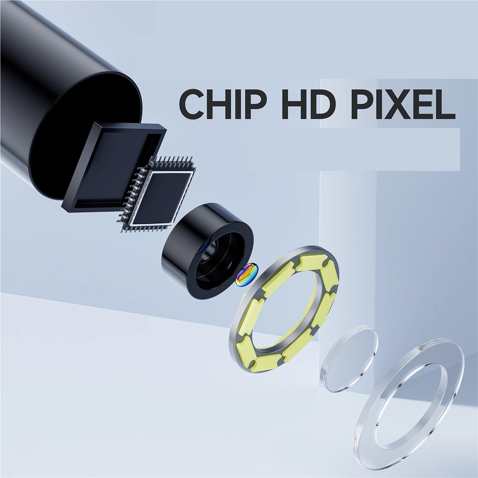 Kamera inspekcyjna endoskopu, Kamera Endoskopowa 8,0 Mm 5 M/10 M/15 M HD 1080 P 4,3 Cala IP67 Wodoodporna Do Inspekcji Pojazdów Do samochodu, ściany, rury spustowej(15m)