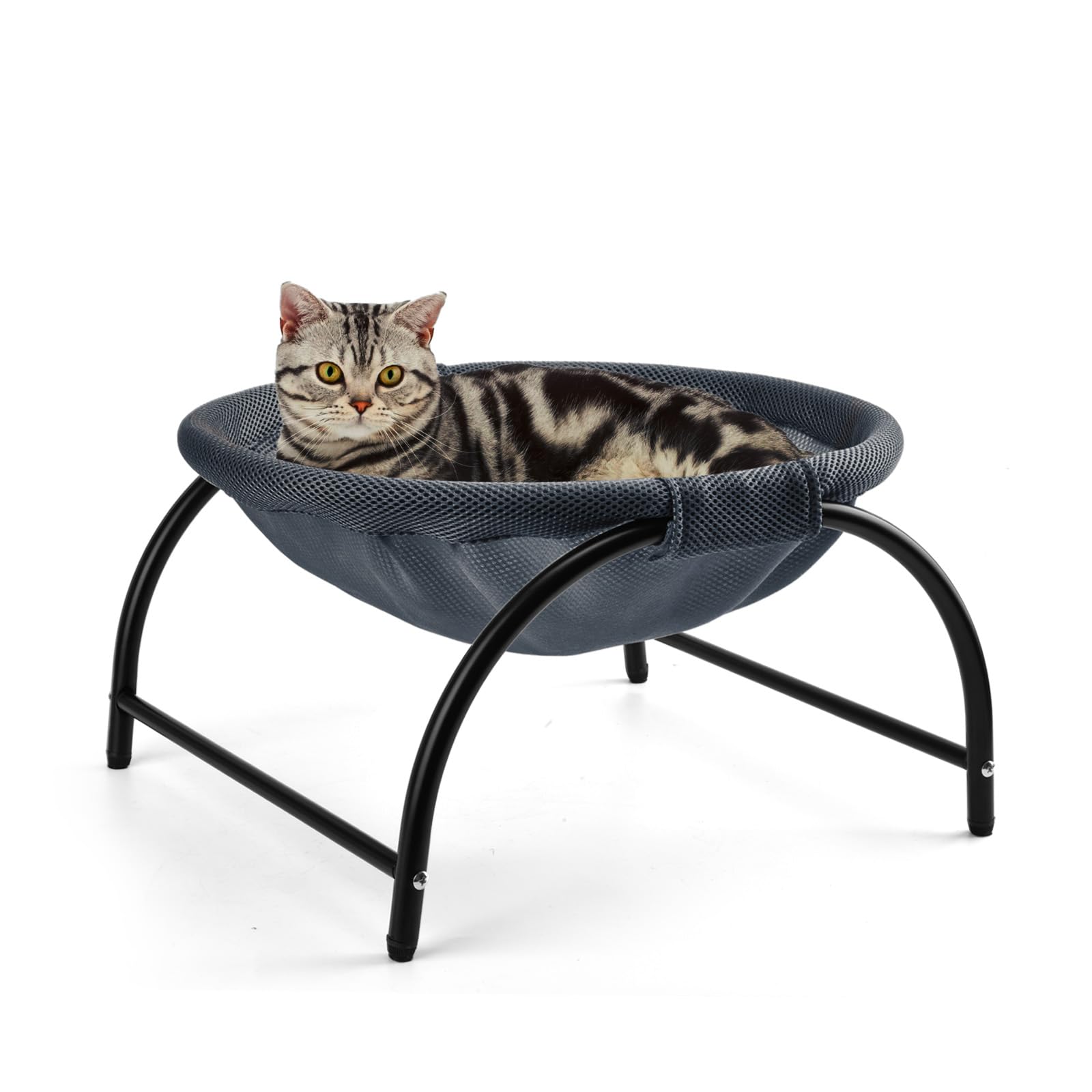 LIFLIX Raised Cat Hammock Bed, Elevated Cat Cot with Removable Washable Mesh, Free-Standing Pet Hammocks, Navy Blue