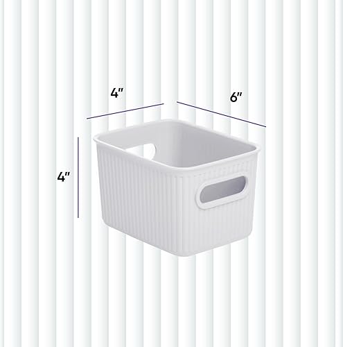 Miniatura 2 de Superio Ribbed Collection - Canastas organizadoras de plástico decorativas abiertas para el hogar, pequeñas cajas blancas (paquete de 4) para