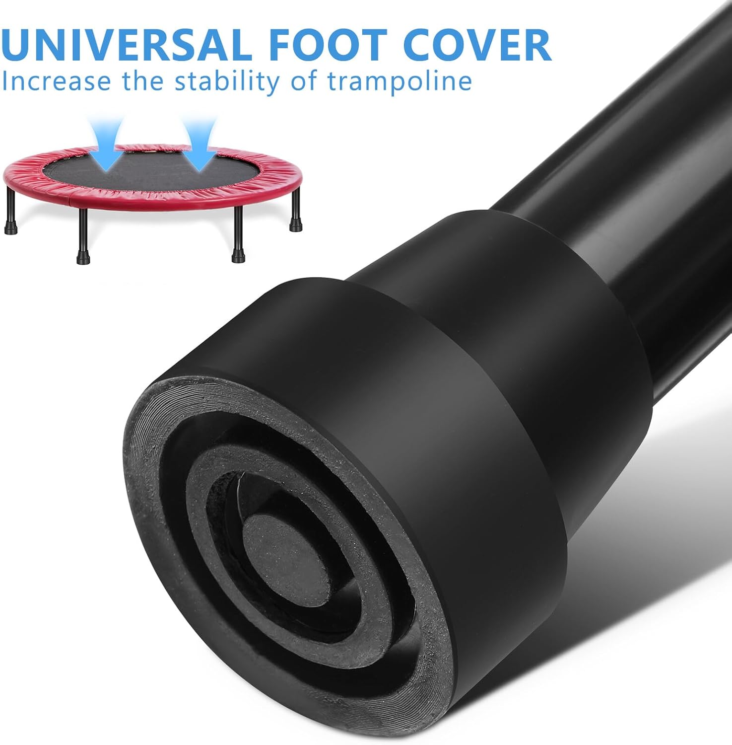 6pcs Stainless Steel Trampoline Legs with Anti-Skid Rubber Caps Replacement Trampoline Leg Pads for Enhanced Stability Noise Reduction and Floor Protection Jumping Accessory