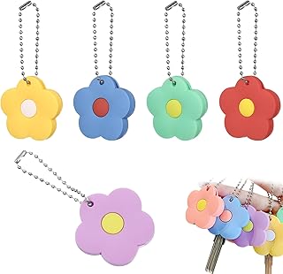 iplusmile 5 Pack Key Caps Covers Tags, Cute Flower Rubber Key Covers Cap Key Identifier Covers Rings Key Labels Key Protector Caps for Home Apartment Key Accessories
