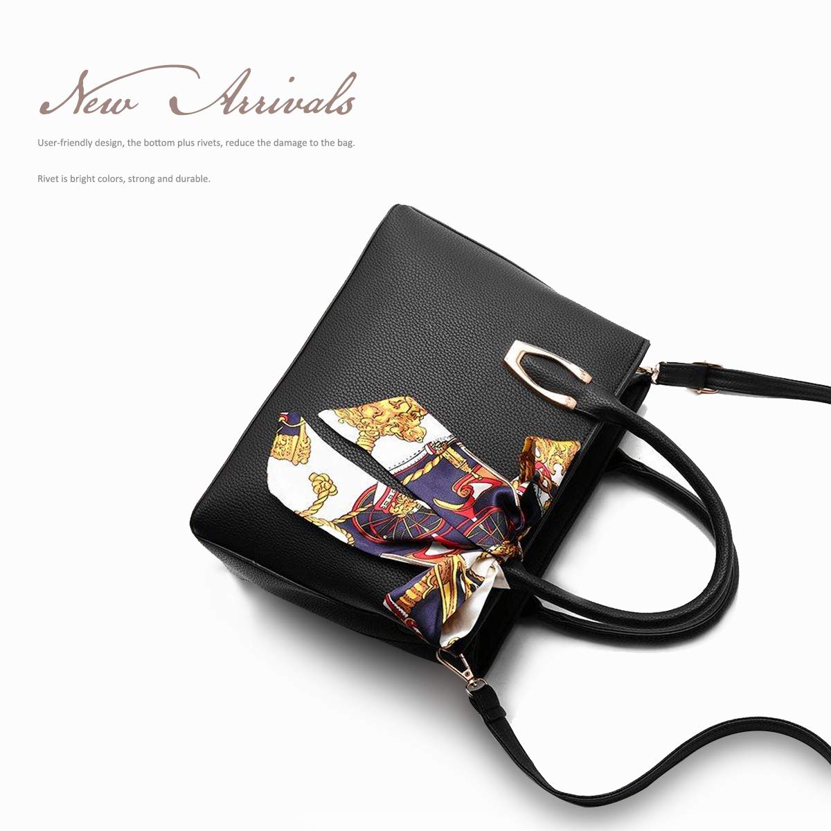 ADITAM - Bolso de mano para mujer, de piel sintética, con lazo, gran capacidad, con muchos compartimentos, color morado